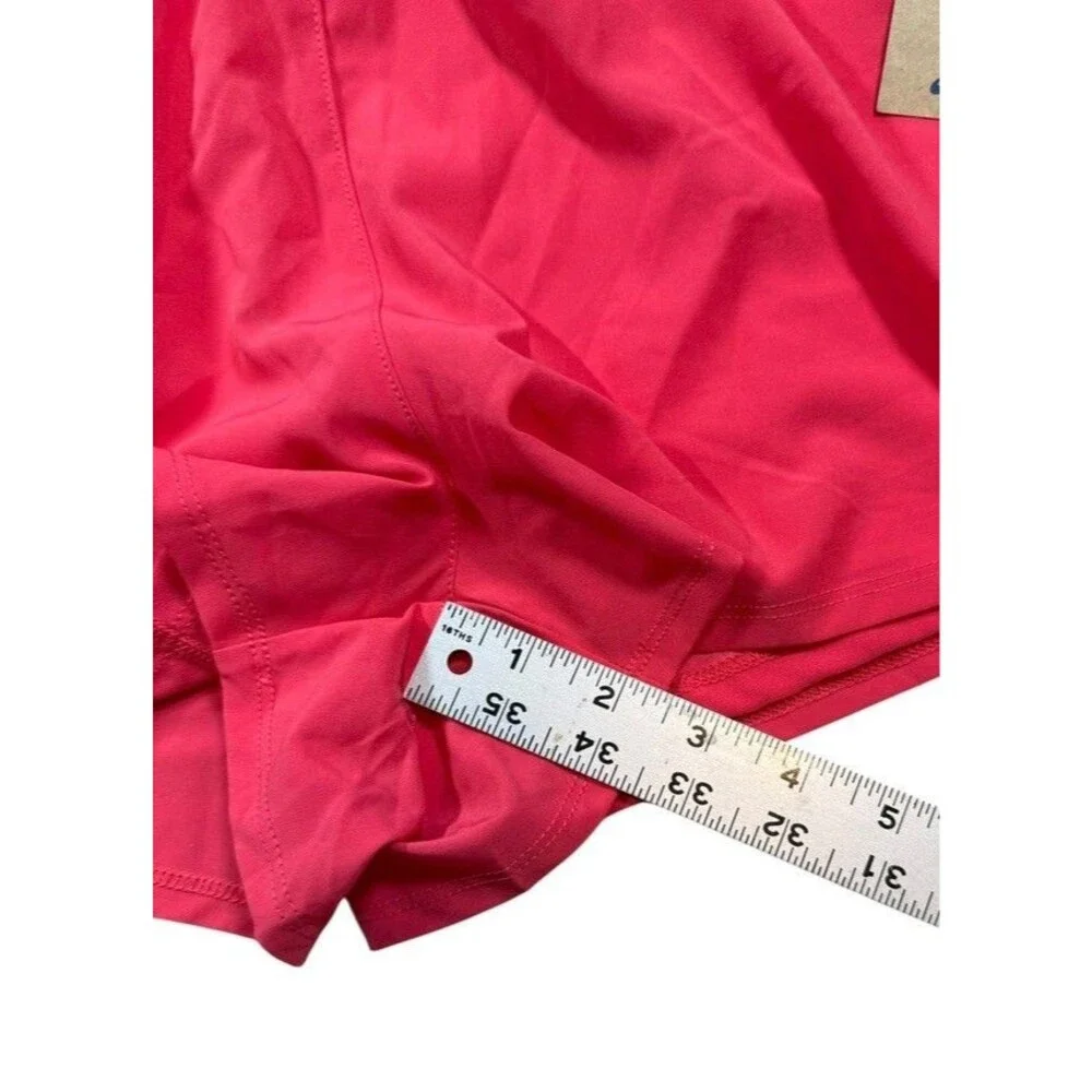 ASICS 2 In 1 Running Shorts Womens Size XL Liner Biker Back Pocket Pink Red NWT